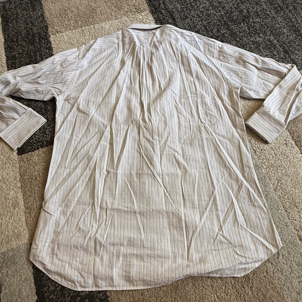 Burberry yellow and blue Striped Mens Dress Shirt- 17R - Picture 2 of 7